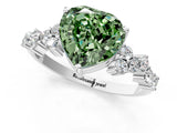 White gold Fancy Green Heart Cut Diamond Cluster Pavé Band with Four-Prong Setting_13