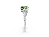 White gold Fancy Green Heart Cut Diamond Cluster Pavé Band with Four-Prong Setting_14