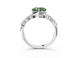 White gold Fancy Green Heart Cut Diamond Cluster Pavé Band with Four-Prong Setting_15