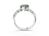 White gold Fancy Green Heart Cut Diamond Cluster Pavé Band with Four-Prong Setting_6