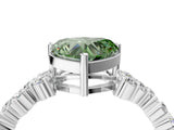 White gold Fancy Green Heart Cut Diamond Cluster Pavé Band with Four-Prong Setting_7
