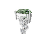 White gold Fancy Green Heart Cut Diamond Cluster Pavé Band with Four-Prong Setting_8