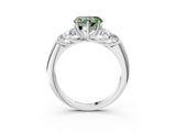 White gold Fancy Green Heart  Cut Diamond Cluster Ring with Round Accent Stones and Prong Setting on a Classic Band_32