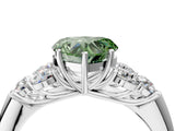 White gold Fancy Green Heart  Cut Diamond Cluster Ring with Round Accent Stones and Prong Setting on a Classic Band_39
