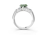 White gold Fancy Green Heart  Cut Diamond Cluster Ring with Round Accent Stones and Prong Setting on a Classic Band_43