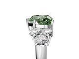 White gold Fancy Green Heart  Cut Diamond Cluster Ring with Round Accent Stones and Prong Setting on a Classic Band_46
