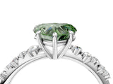White gold Fancy Green Heart Cut Diamond Cluster Side Stone Solitaire Ring with Prong Setting_57