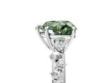 White gold Fancy Green Heart Cut Diamond Cluster Side Stone Solitaire Ring with Prong Setting_58