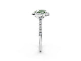 White gold Fancy Green Heart Cut Diamond Cushion Halo Ring with Pavé Band_2