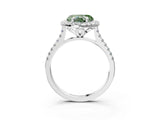White gold Fancy Green Heart Cut Diamond Cushion Halo Ring with Pavé Band_3
