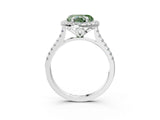 White gold Fancy Green Heart Cut Diamond Cushion Halo Ring with Pavé Band_9