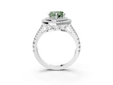 White gold Fancy Green Heart Cut Diamond Double Halo Ring with Pavé Band and Prong Setting_59