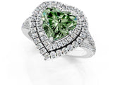 White gold Fancy Green Heart Cut Diamond Double Halo Ring with Pavé Band and Prong Setting_61