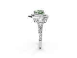 White gold Fancy Green Heart Cut Diamond Double Halo Ring with Pavé Band and Prong Setting_62