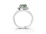 White gold Fancy Green Heart Cut Diamond Double Halo Ring with Split Shank and Four-Prong Setting_3