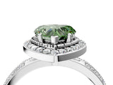 White gold Fancy Green Heart Cut Diamond Double Halo Ring with Split Shank and Four-Prong Setting_4