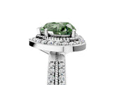 White gold Fancy Green Heart Cut Diamond Double Halo Ring with Split Shank and Four-Prong Setting_5