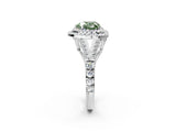 White gold Fancy Green Heart Cut Diamond Double Halo Ring with Split Shank and Prong Setting_29
