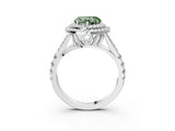 White gold Fancy Green Heart Cut Diamond Double Halo Ring with Split Shank and Prong Setting_30