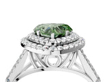 White gold Fancy Green Heart Cut Diamond Double Halo Ring with Split Shank and Prong Setting_31