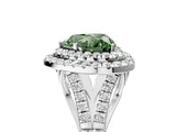 White gold Fancy Green Heart Cut Diamond Double Halo Ring with Split Shank and Prong Setting_32