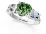 White gold Fancy Green Heart Cut Diamond Engagement Ring with Baguette Side Stones and Channel Set Band_29