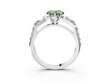 White gold Fancy Green Heart Cut Diamond Engagement Ring with Baguette Side Stones and Channel Set Band_32