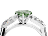 White gold Fancy Green Heart Cut Diamond Engagement Ring with Baguette Side Stones and Channel Set Band_33