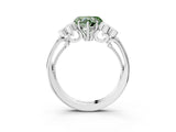 White gold Fancy Green Heart  Cut Diamond Engagement Ring with Bezel Set Round Side Stones and Prong Setting_27
