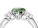 White gold Fancy Green Heart  Cut Diamond Engagement Ring with Bezel Set Round Side Stones and Prong Setting_28