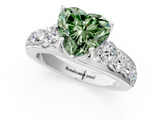 White gold Fancy Green Heart  Cut Diamond Engagement Ring with Pavé Band and Four-Prong Setting_4