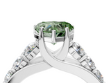 White gold Fancy Green Heart  Cut Diamond Engagement Ring with Pavé Band and Four-Prong Setting_7