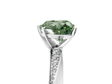 White gold Fancy Green Heart Cut Diamond Engagement Ring with Side Stone Accents and Four-Prong Setting_114