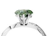 White gold Fancy Green Heart Cut Diamond Engagement Ring with Side Stone Accents and Four-Prong Setting_16