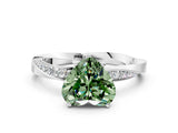 White gold Fancy Green Heart Cut Diamond Engagement Ring with Side Stone Accents and Four-Prong Setting_36