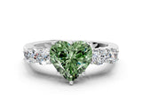 White gold Fancy Green Heart  Cut Diamond Five-Stone Prong Set White Gold Ring_47