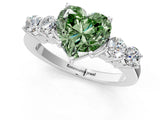 White gold Fancy Green Heart  Cut Diamond Five-Stone Prong Set White Gold Ring_48