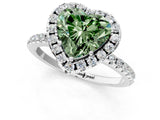 White gold Fancy Green Heart  Cut Diamond Floral Halo Engagement Ring with Pavé Band and Prong Setting_51
