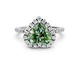 White gold Fancy Green Heart  Cut Diamond Floral Halo Engagement Ring with Pavé Band and Prong Setting_53