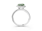 White gold Fancy Green Heart  Cut Diamond Floral Halo Engagement Ring with Pavé Band and Prong Setting_56