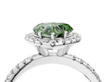 White gold Fancy Green Heart  Cut Diamond Floral Halo Engagement Ring with Pavé Band and Prong Setting_57