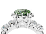 White gold Fancy Green Heart  Cut Diamond Floral Halo Engagement Ring with Shared Prong Setting 5