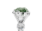 White gold Fancy Green Heart  Cut Diamond Floral Halo Engagement Ring with Shared Prong Setting