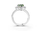 White gold Fancy Green Heart  Cut Diamond Floral Halo Pave Band with Prong Setting_3