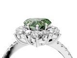 White gold Fancy Green Heart  Cut Diamond Floral Halo Pave Band with Prong Setting_4