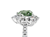 White gold Fancy Green Heart  Cut Diamond Floral Halo Pave Band with Prong Setting_5