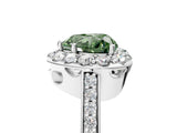 White gold Fancy Green Heart Cut Diamond Floral Halo Ring with Pavé Band and Prong Setting_12
