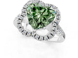 White gold Fancy Green Heart Cut Diamond Floral Halo Split Shank Prong Setting Ring_13