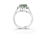 White gold Fancy Green Heart Cut Diamond Floral Halo Split Shank Prong Setting Ring_15