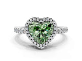 White gold Fancy Green Heart Cut Diamond Halo Engagement Ring with Pavé Band and Prong Setting_39